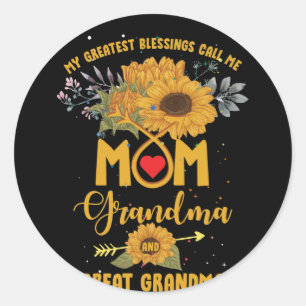 My Greatest Blessings Call Mum Grandma Sunflower Classic Round Sticker