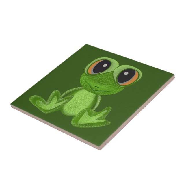 My Green Frog Friend Ceramic Tile (Side)