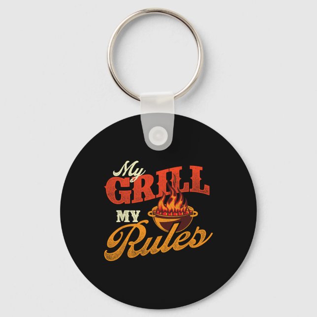 My Grill My Rules - Pitmaster Byrbecue Grilling Sm Key Ring (Front)