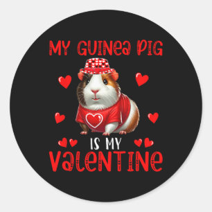 My Guinea Pig Is My Valentine Hearts Matching Rode Classic Round Sticker