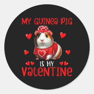My Guinea Pig Is My Valentine Hearts Matching Rode Classic Round Sticker