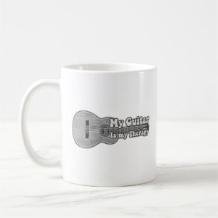 My guitar is my therapy. back and white guitar coffee mug