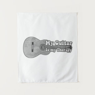 My guitar is my therapy. back and white guitar tapestry