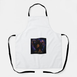 My Hair Has Its Own Gravity Cosmic Afro Galaxy Apron
