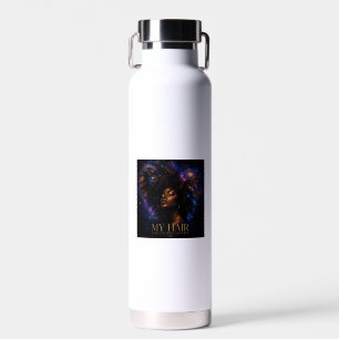 My Hair Has Its Own Gravity Cosmic Afro Galaxy Water Bottle