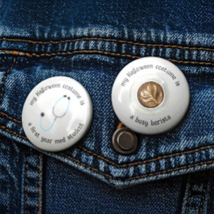 My Halloween Costume is a Busy Barista, Funny 7.5 Cm Round Badge