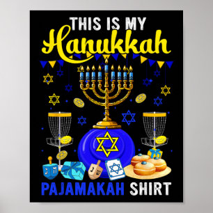My Hanukkah Pajama Shirt Disc Golf Player Jewish M Poster