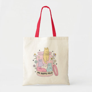 My Happy Pills Cute Colourful Cats  Tote Bag