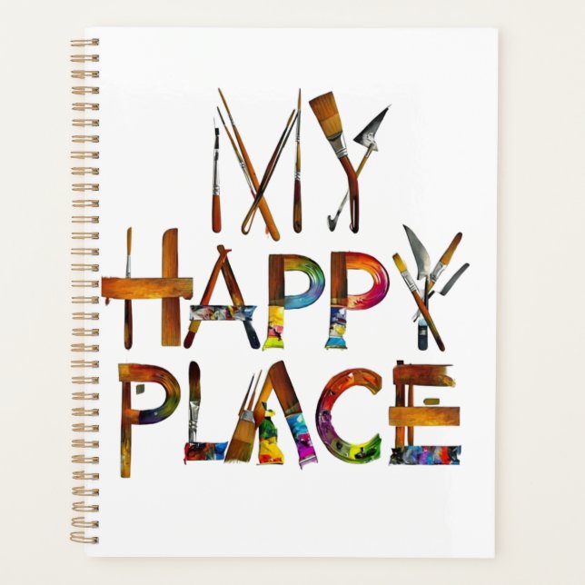 "My Happy Place – Artistic Tool Typography Planner (Front)