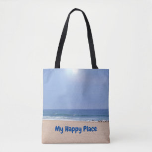 My Happy Place Beach Tote Bag