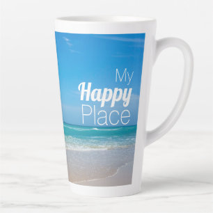 My Happy Place   Beautiful Beach Photo Latte Mug
