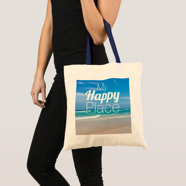My Happy Place Beautiful Beach Tote Bag (Front (Product))