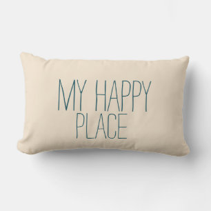 My Happy Place Blue and Beige Cute Sleeping Lumbar Cushion