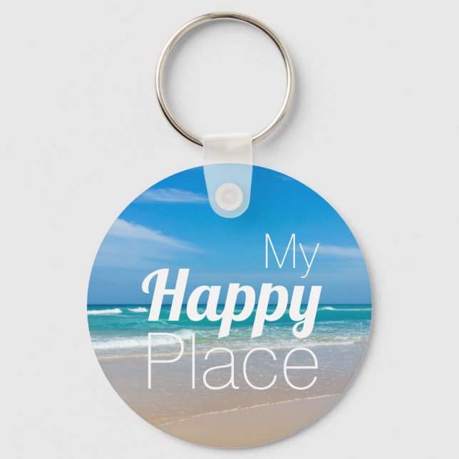 My Happy Place Blue Ocean Key Ring (Front)