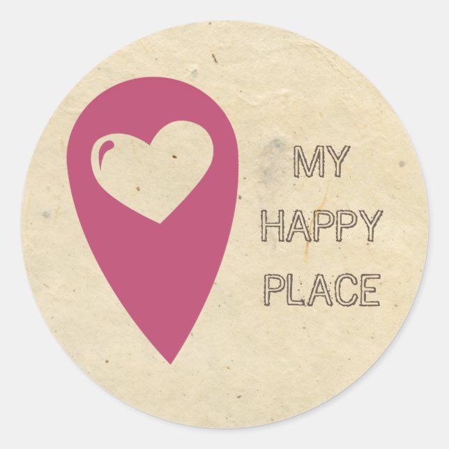 My happy place classic round sticker (Front)