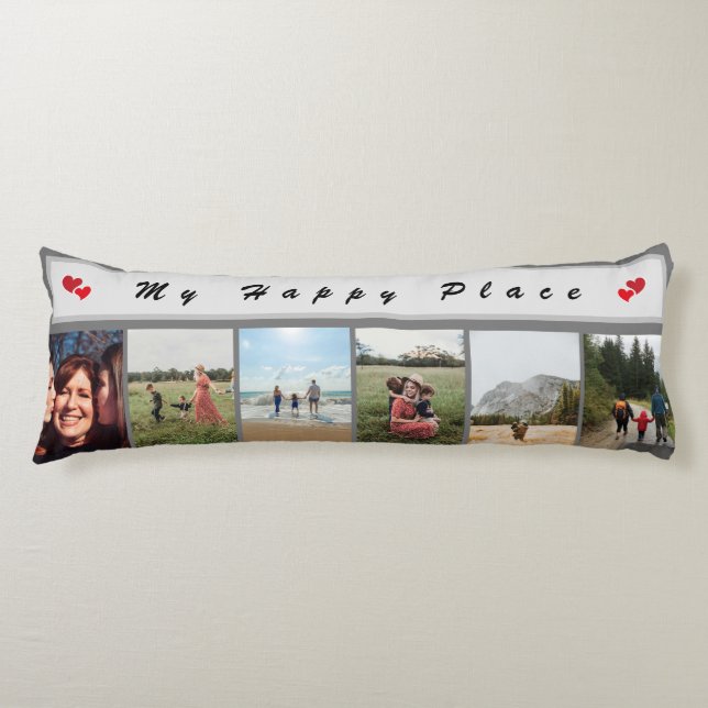 My Happy Place Customisable Family Photo 6 Picture Body Cushion (Front)