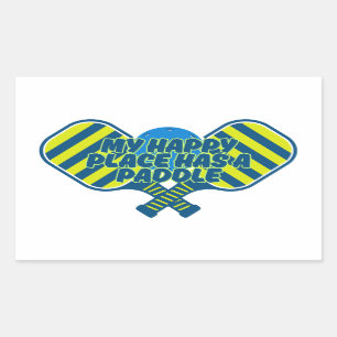 My Happy Place Has a Paddle Pickleball Passion Rectangular Sticker