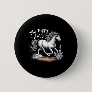 My Happy Place Horse Lover Gifts Horseback Riding 6 Cm Round Badge