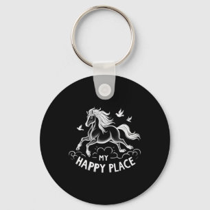My Happy Place Horse Lover Gifts Horseback Riding Key Ring