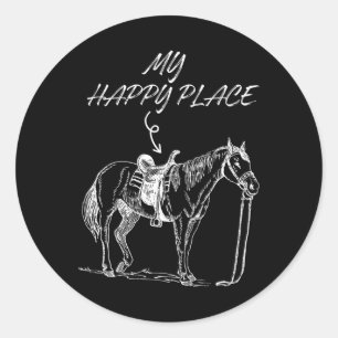 My Happy Place Horse Lover Horseback Riding Equest Classic Round Sticker