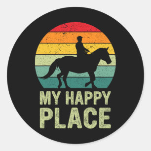 My Happy Place Horse Lover Horseback Riding Equest Classic Round Sticker