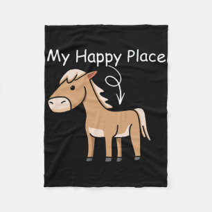 My Happy Place Horseback Riding Equestrian Lover C Fleece Blanket