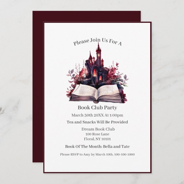 My Happy Place Is... Book Club Invitation (Front/Back)