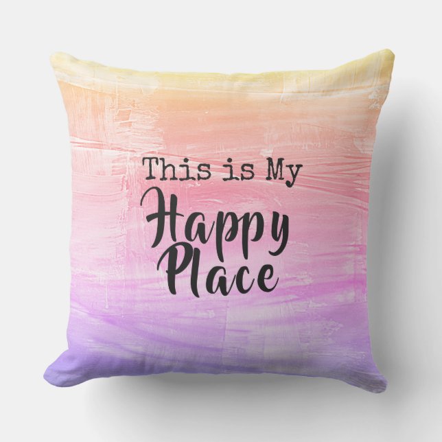 My Happy Place Rainbow Waves Pillow (Front)