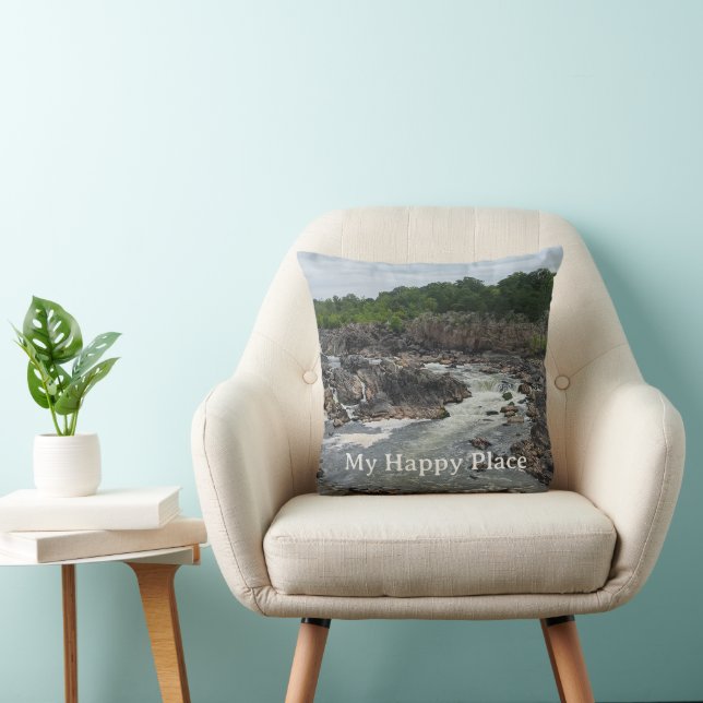 My Happy Place Text Add Your Photo Template Cushion (Chair)