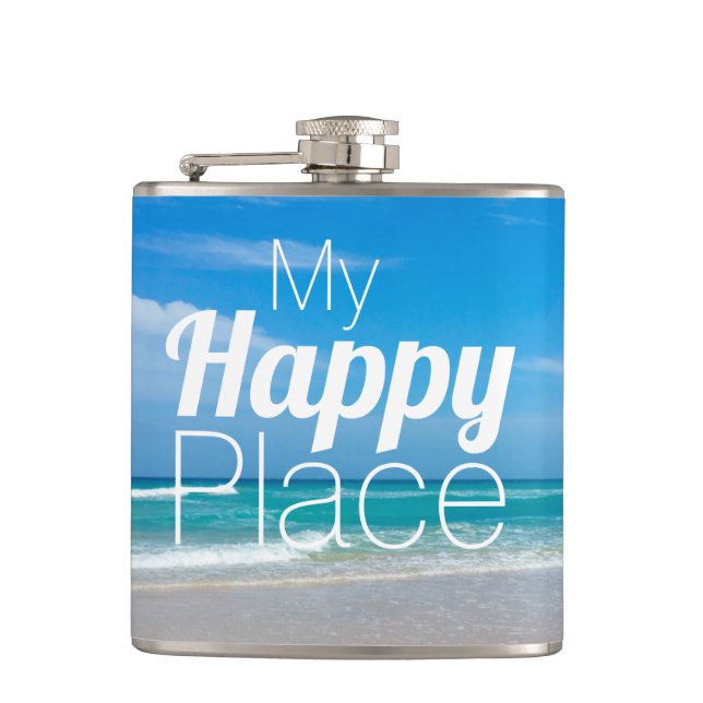 My Happy Place Vinyl Wrapped Flask (Front)