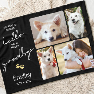 My Hardest Goodbye 4 Photo Black Pet Loss Memorial Fleece Blanket