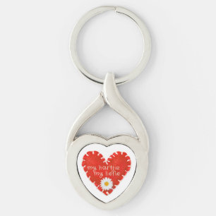 My Hartjie My Liefie Applique Heart and Daisy Key Ring