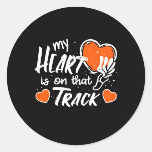 My He Is On T Track Track And Field Mom Classic Round Sticker