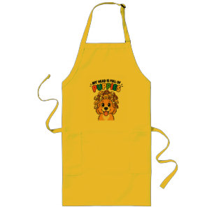 My Head is Full of Puppies Cute Dog Doodle Funny Q Long Apron