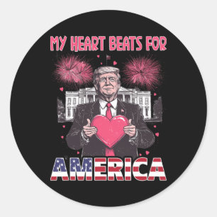 My Heart Beats For America Trump Valentine's Day 1 Classic Round Sticker