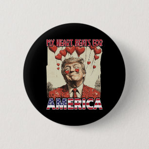 My Heart Beats For America Trump Valentine's Day 2 6 Cm Round Badge