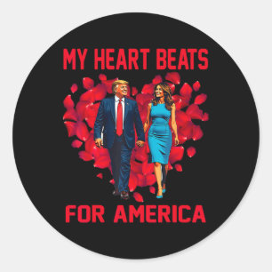 My Heart Beats For America Trump Valentine's Day 3 Classic Round Sticker