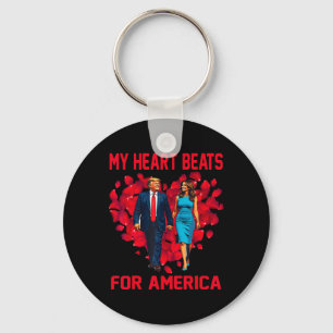 My Heart Beats For America Trump Valentine's Day 3 Key Ring