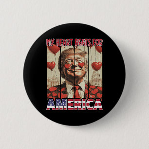 My Heart Beats For America Trump Valentine's Day 5 6 Cm Round Badge