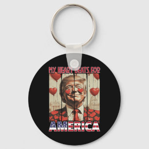 My Heart Beats For America Trump Valentine's Day 5 Key Ring