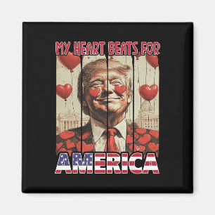 My Heart Beats For America Trump Valentine's Day 5 Magnet