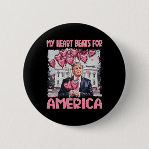 My Heart Beats For America Trump Valentine's Day 6 Cm Round Badge