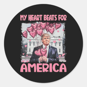 My Heart Beats For America Trump Valentine's Day Classic Round Sticker