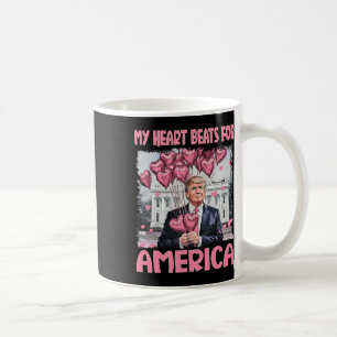 My Heart Beats For America Trump Valentine's Day Coffee Mug