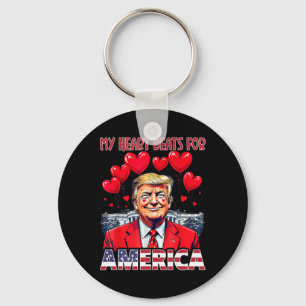 My Heart Beats For America Trump Valentine's Day U Key Ring
