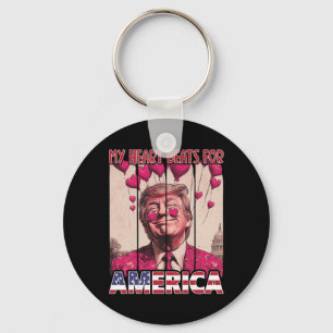 My Heart Beats For America Trump Valentine's Day U Key Ring