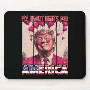 My Heart Beats For America Trump Valentine's Day U Mouse Pad