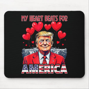 My Heart Beats For America Trump Valentine's Day U Mouse Pad