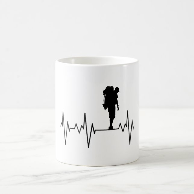 My Heart Beats for Hiking, Trekking and Travel Coffee Mug (Center)
