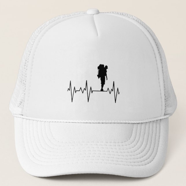 My Heart Beats for Hiking, Trekking and Travel Hat (Front)